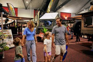 A family at the Caravan and 4x4 expo